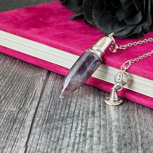 Bullet Dowsing Pendulum: Mixed Gemstone with Platinum-Plated Brass Findings